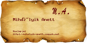 Mihályik Anett névjegykártya